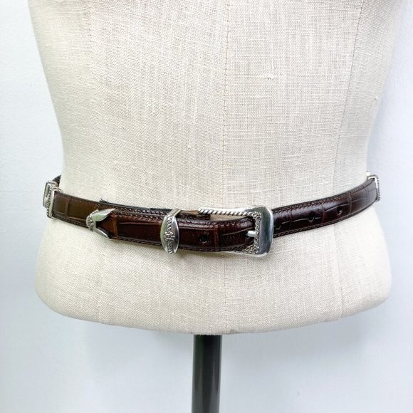 Brighton Accessories - Vintage Brighton Leather Croc Embossed Western Artisan Belt Q6408 Size Small 28